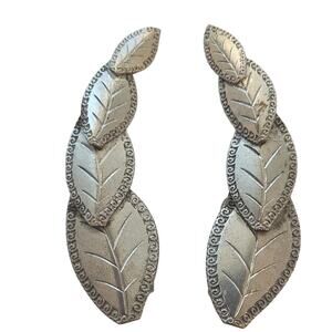 Vintage 1920s-30s Shoe or Dress Clips Silver Tone Leaf Arc Art Nouveau Design